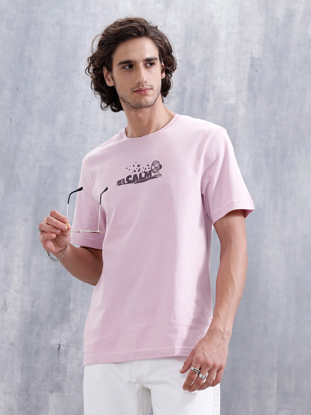 Men’s Casual Regular Fit Graphic T-Shirt | Pink