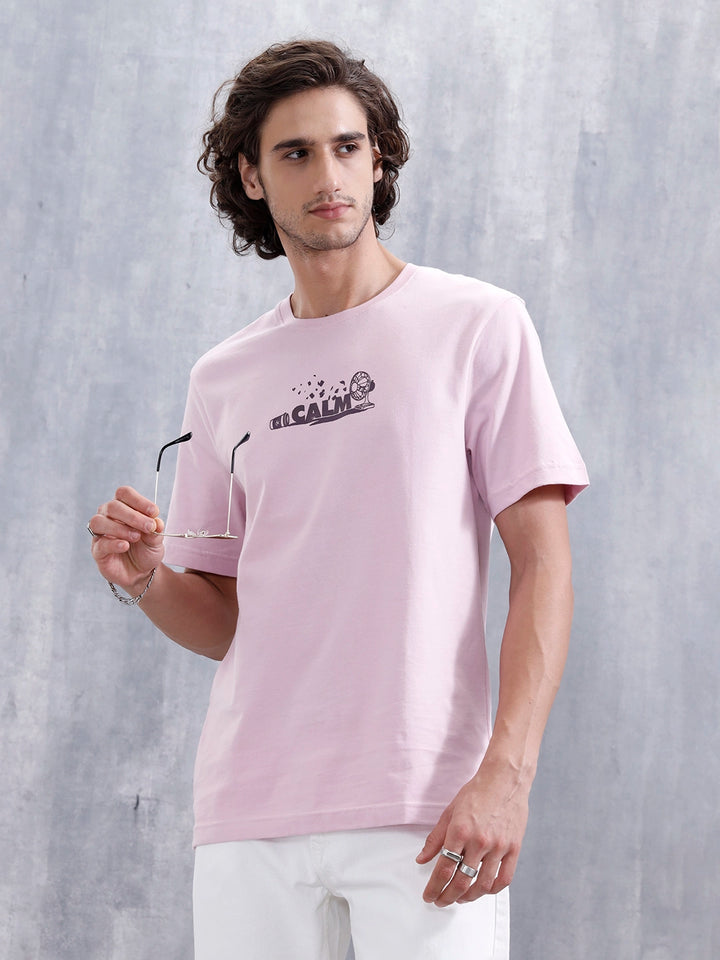 Men’s Casual Regular Fit Graphic T-Shirt | Pink