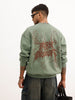 Oversized Puffer Back Printed Sweatshirt | Green | WSS02FSOS7033S