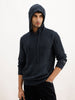 Solid Regular Fit Knitted Hooded Sweater | Blue