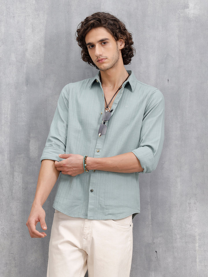 Men Casual Slim Fit Shirt | Green