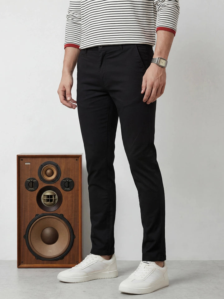 Solid Slim Fit Trouser | Black