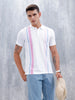 Men's Casual Regualr Fit Striped Pattern Polo T-Shirt | White