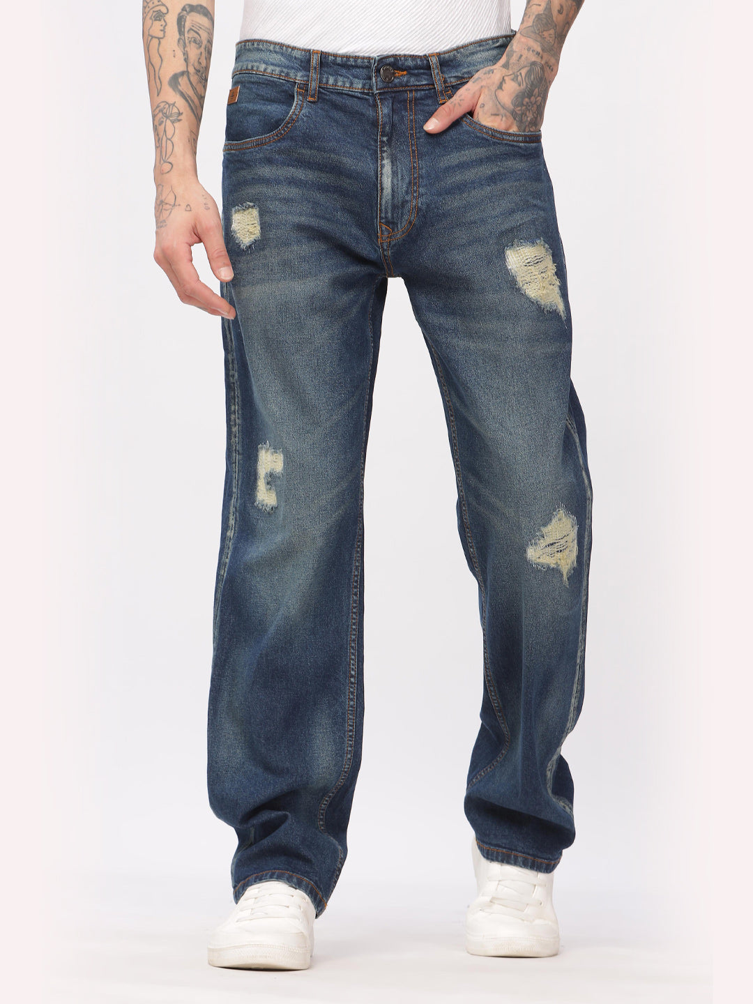 Distressed Blue Anti Fit Jeans