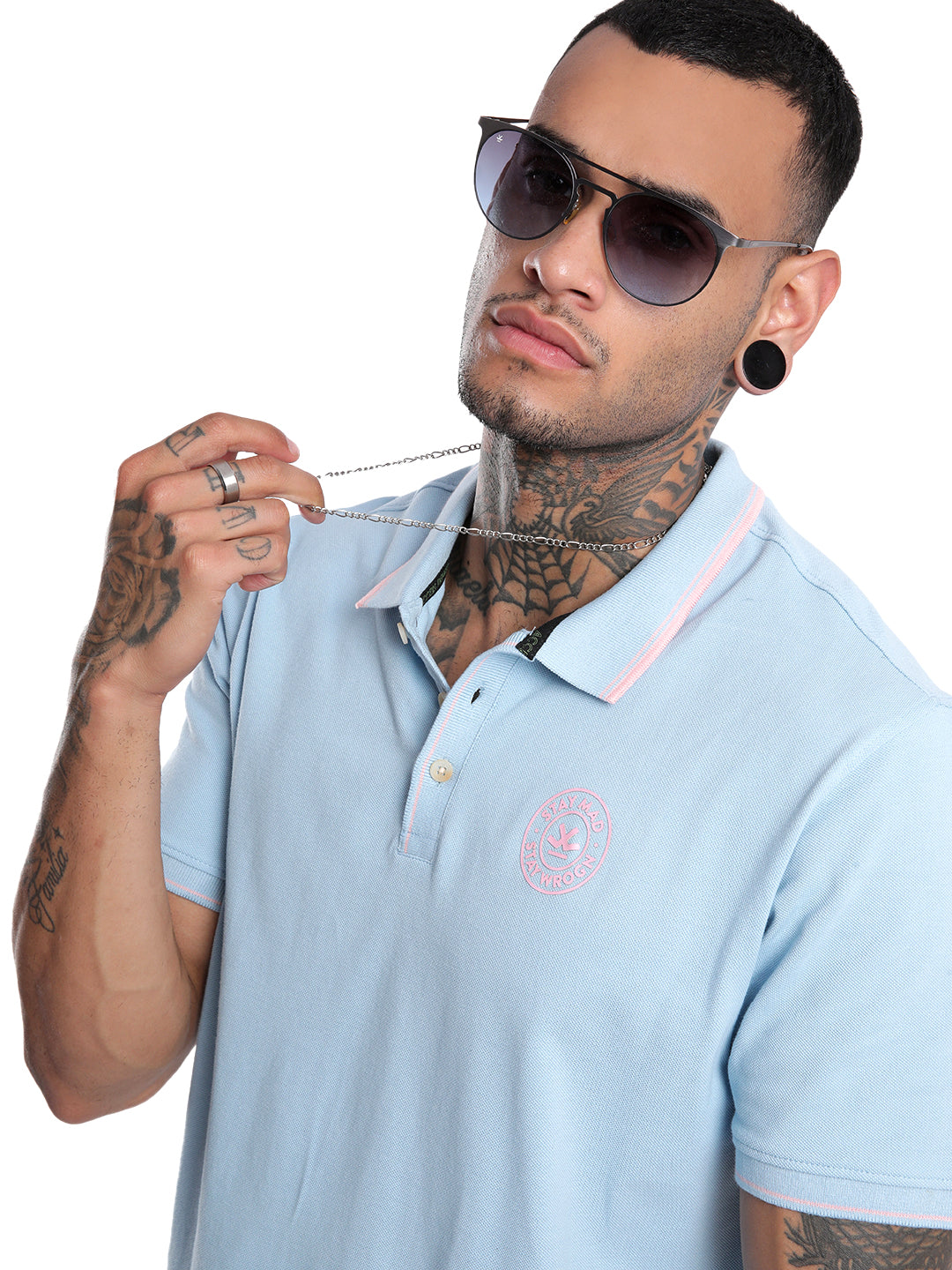 Light Blue Tipping Polo T-Shirt