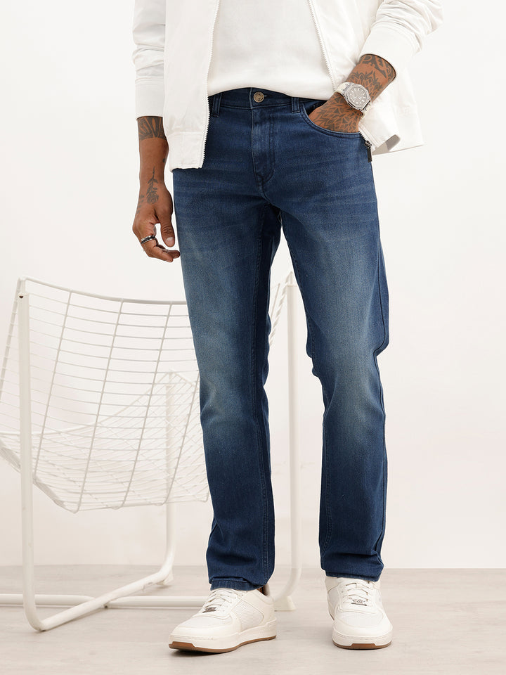Washed Slim Fit Denim Jeans | Dark Blue