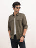 Slim Fit Double Pocket Full Sleeve Shirt | Olive