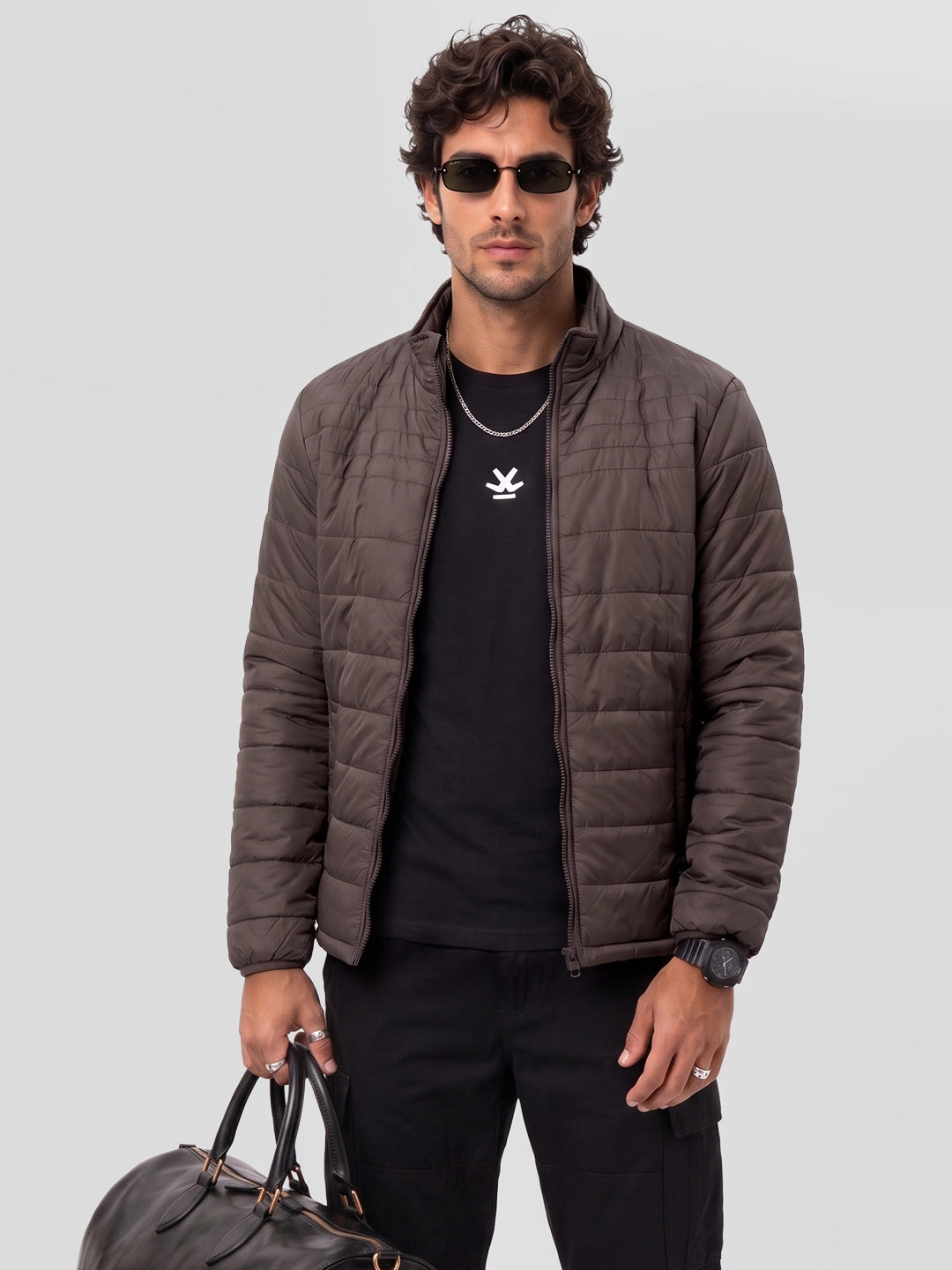Regular Fit Puffer Jacket | Brown