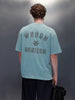 Acid Wash Oversized Fit Tee With Chest Logo & Back Graphic | Green
