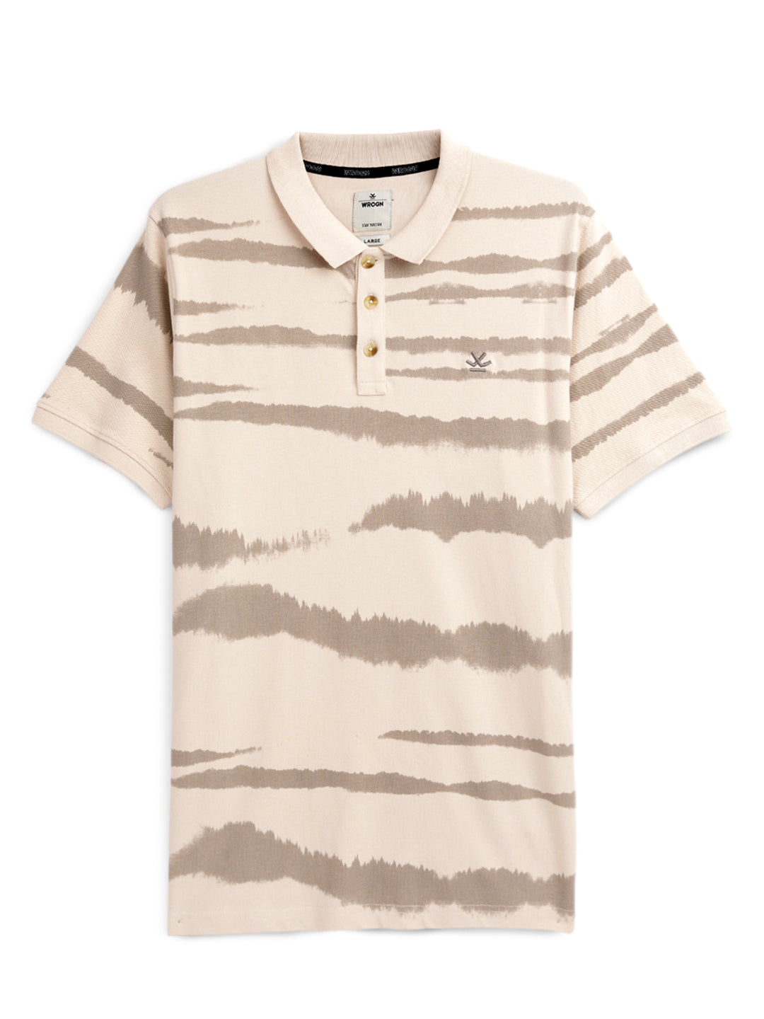 Classic BeigeAbstract Printed Polo T-Shirt