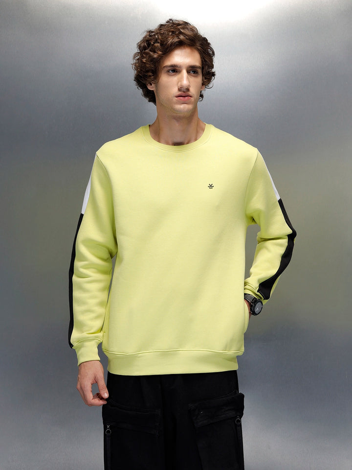 Men's Colorblocked Sleeves Crewneck Pullover | Green