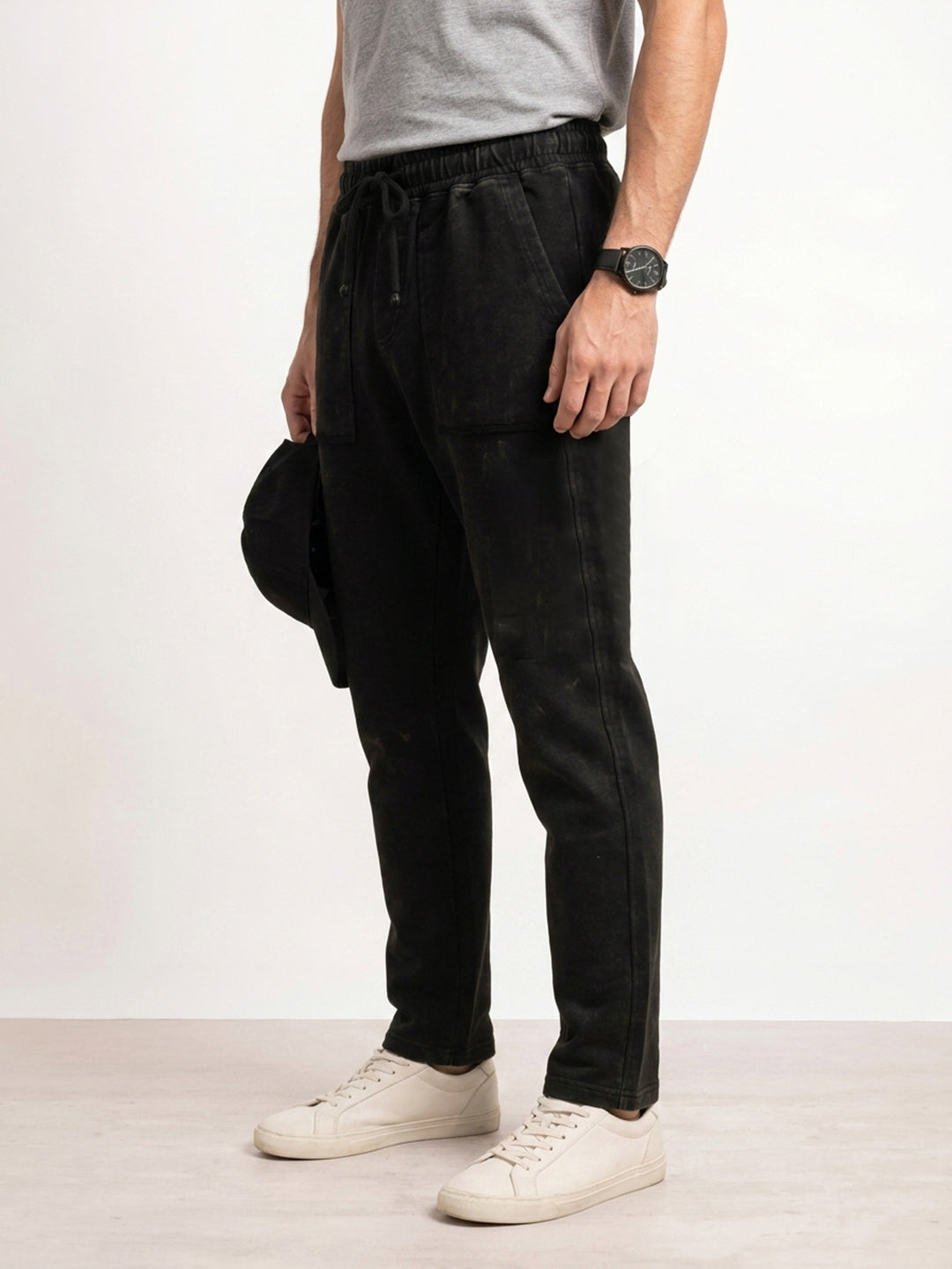 Washed Relaxed Fit Jogger | Black