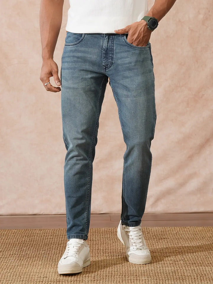 Heavy Fade Skinny Crop Jeans | Blue