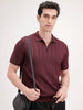Slim Fit Flat Knit Polo T-Shirt | Maroon