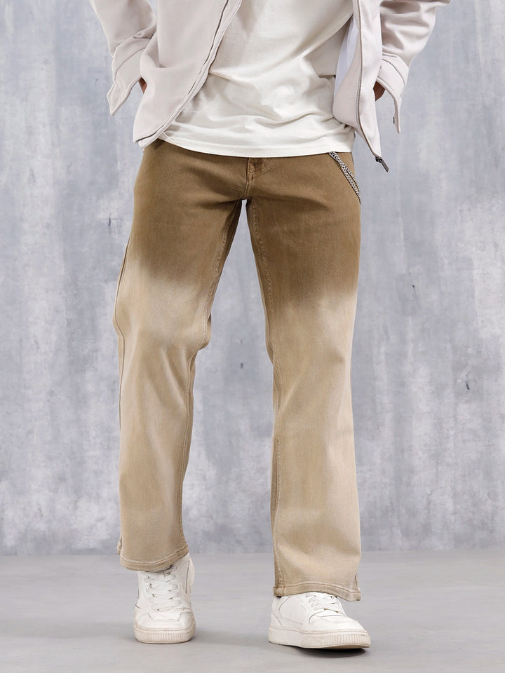 Men's Casual Bootcut Fit Ombre Jeans | Khaki