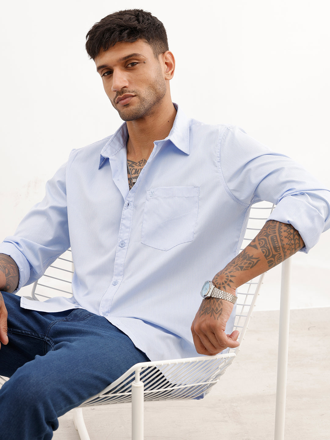 Classic Regular Fit AOP Shirt | Light Blue