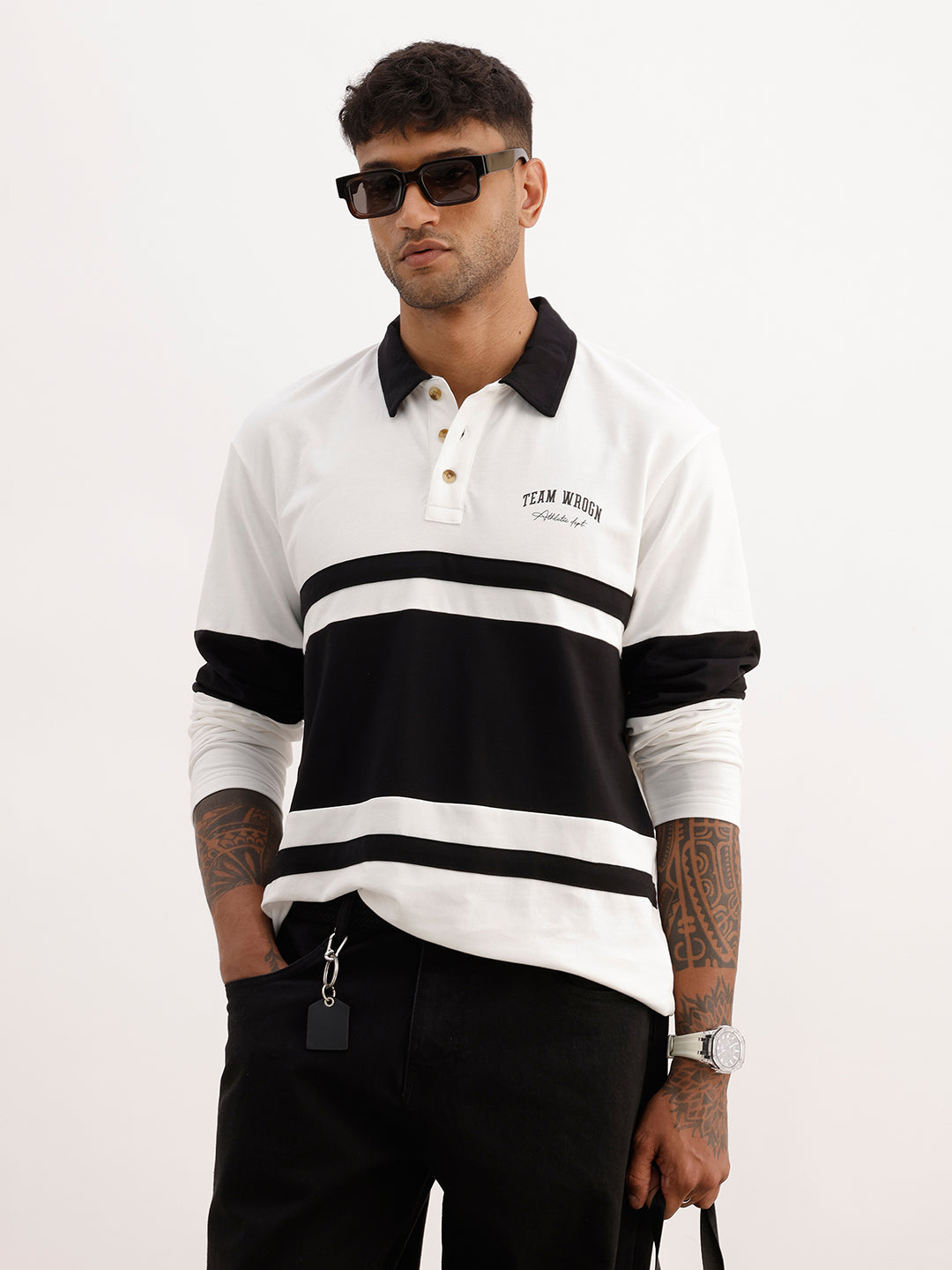 Comfort Fit Cut & Sew Full Sleeve Polo T-Shirt | Off White