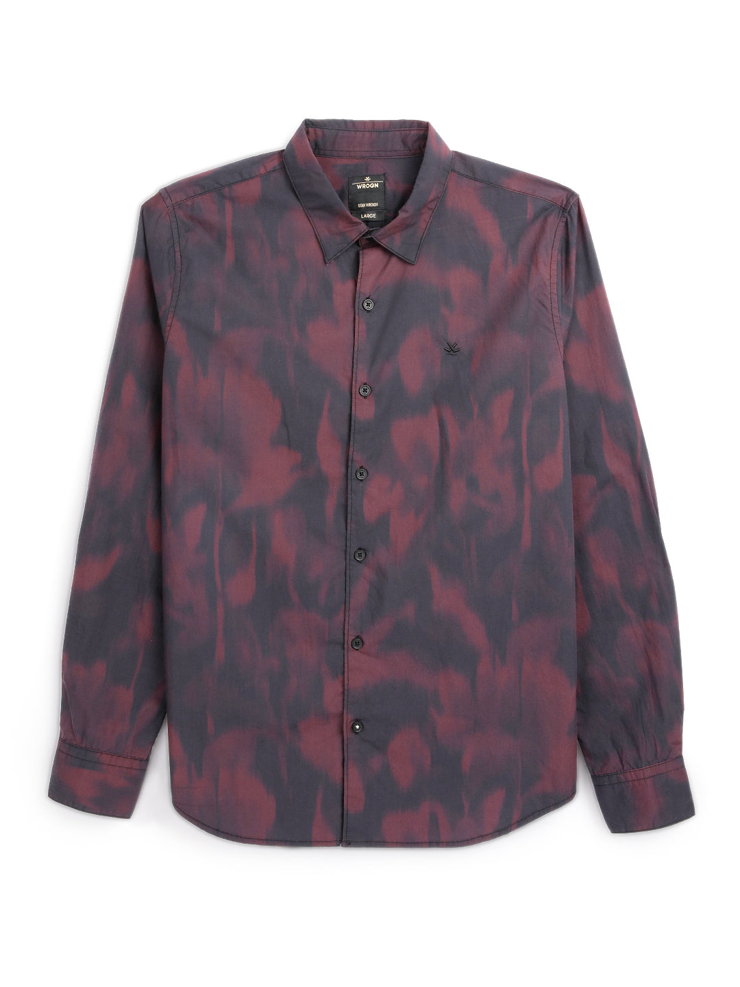 Abstract Maroon Satin Printed Shirt