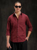 Seersucker Texture Slim Fit Shirt | Maroon