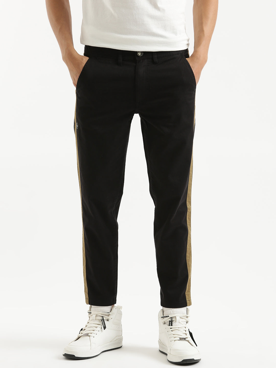 Stripe Accented Black Jeans