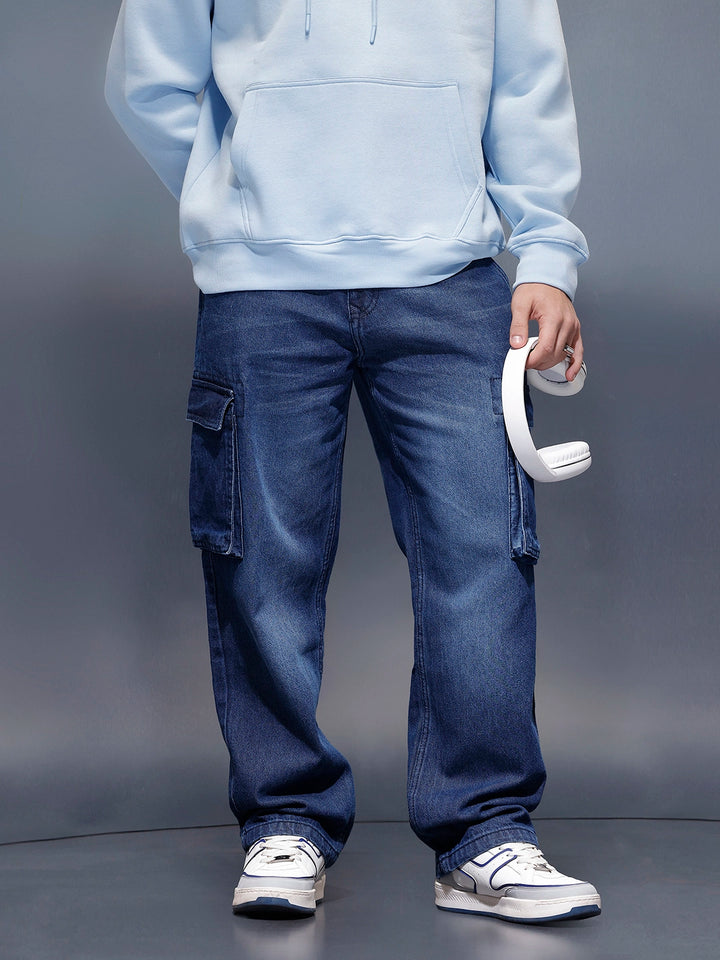 Casual Loose Cargo Fit Jeans  | Blue