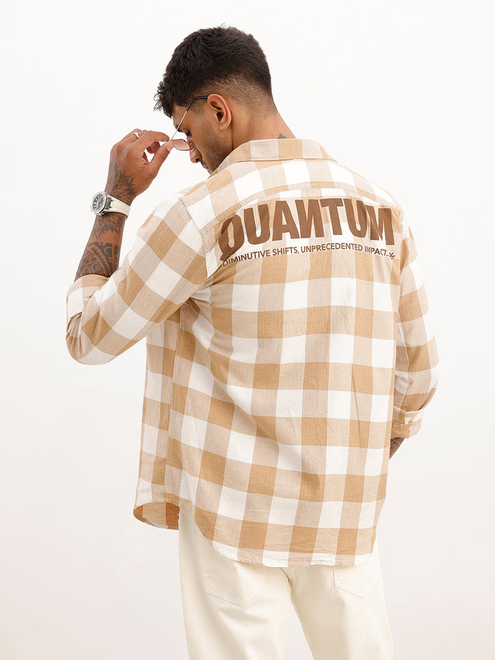Slim Fit Placement Printed Shirt | Khaki
