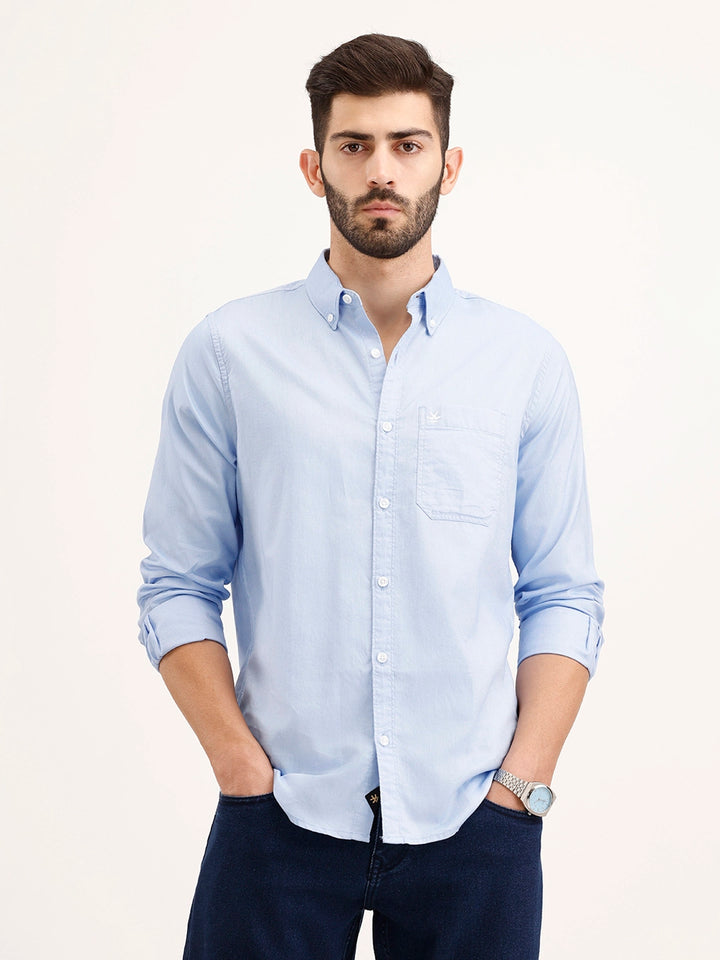 Regular Fit 100% Cotton Shirt | Light Blue