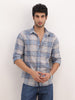Slim Fit Checkered Full Sleeve Shirt | Blue