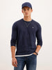 Slim Fit Contrast Collar T-Shirt | Navy Blue