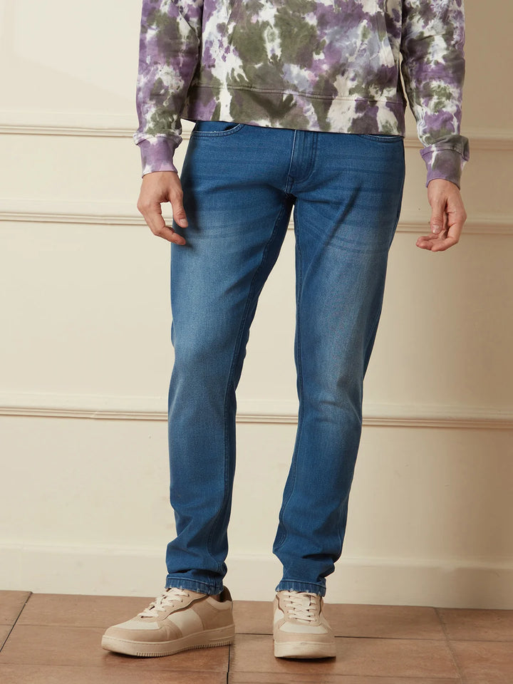 Linen Blend Denim Jeans | Blue