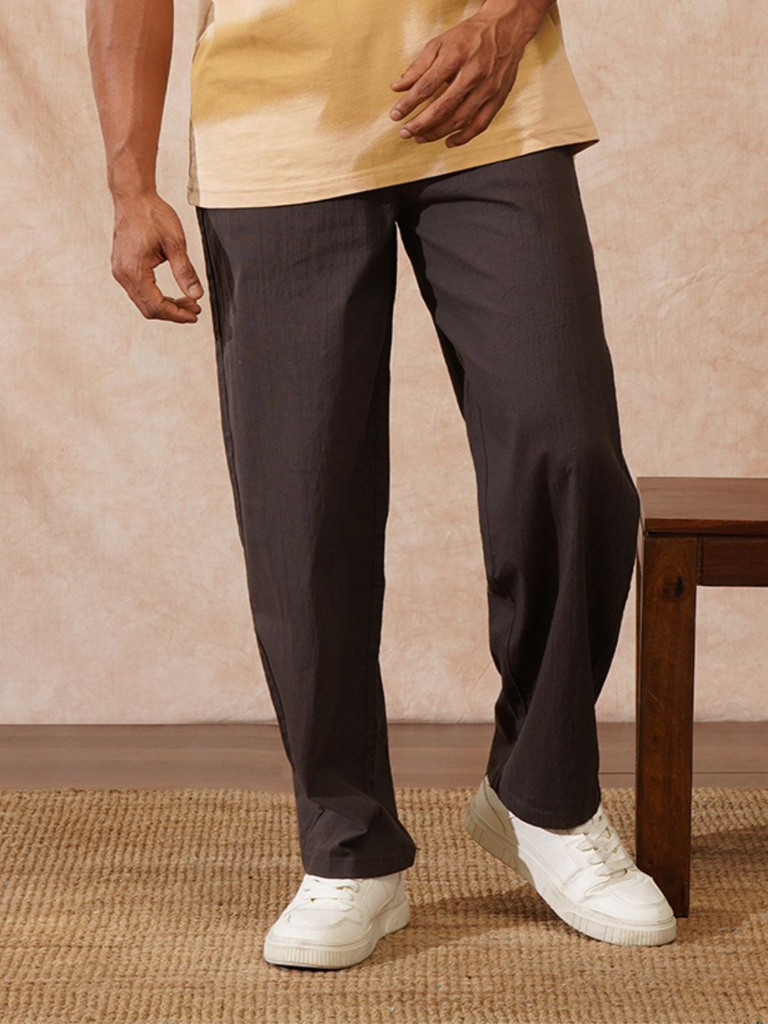 Solid Loose Fit Trouser | Brown