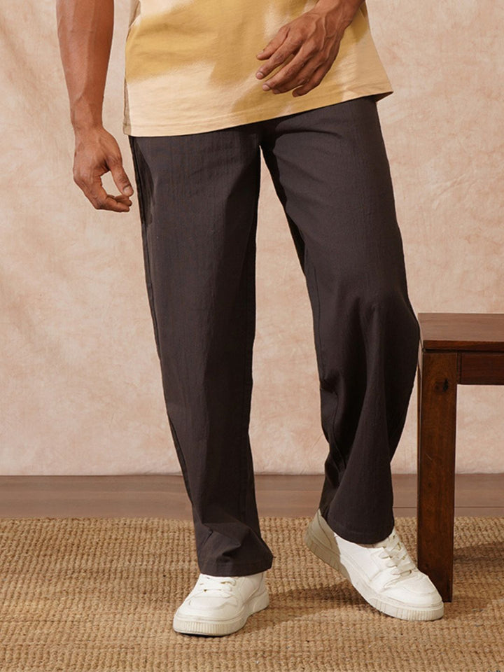 Solid Loose Fit Trouser | Brown