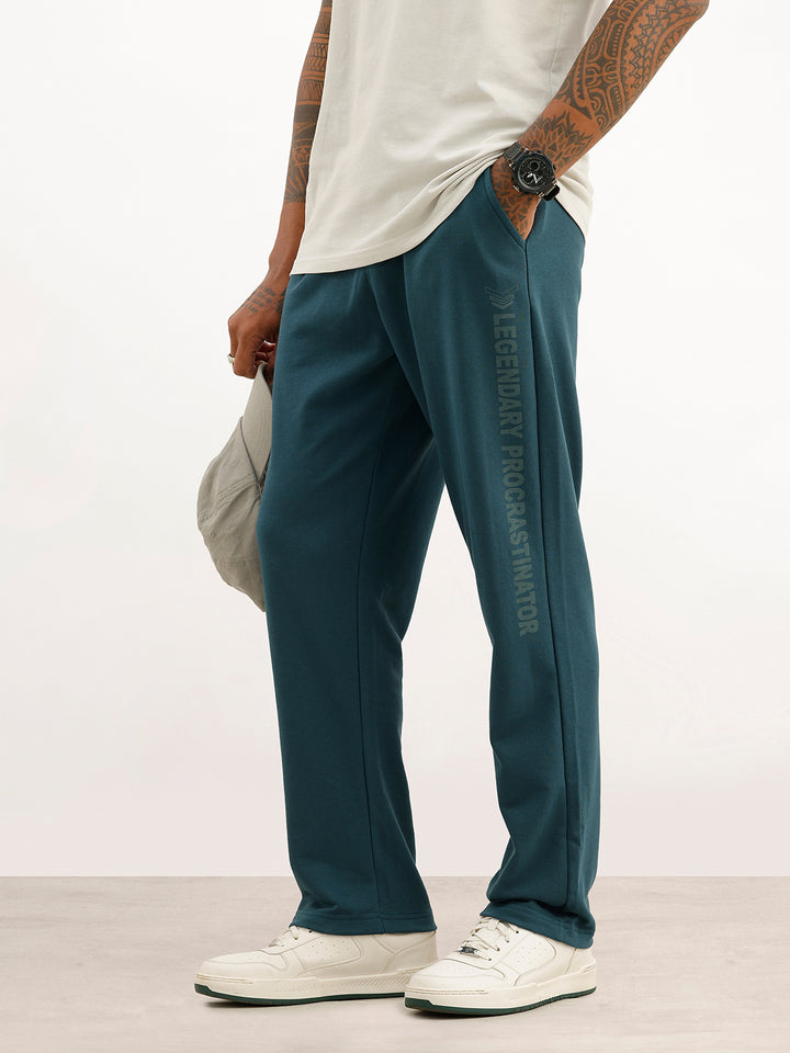 Regular Fit Placement Printed Jogger | Teal
