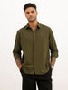 Solid Slim Fit Full Sleeve Shirt | Olive