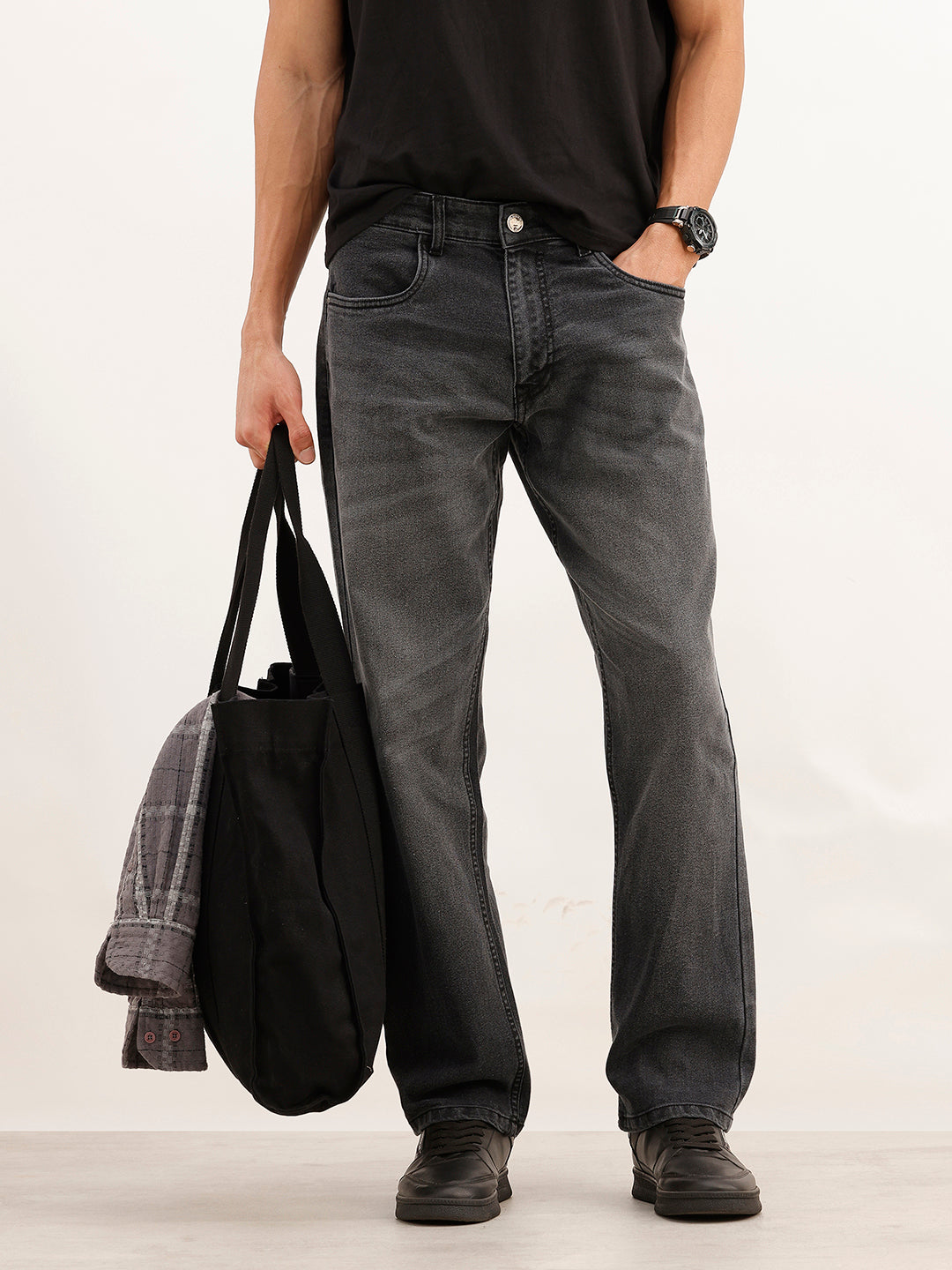 Faded Anti Fit Denim Jeans | Dark Grey