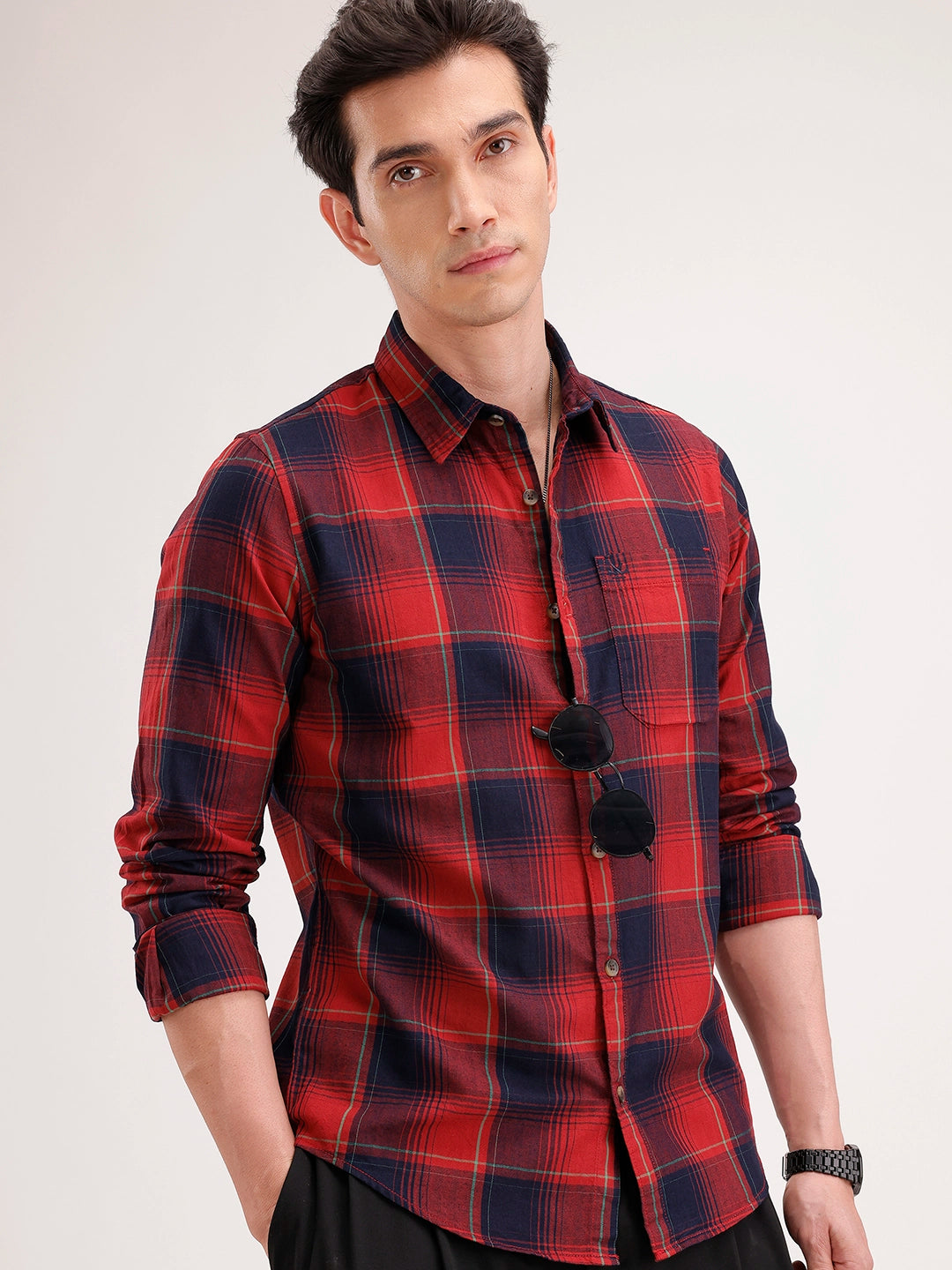 Slim Fit Checkered Shirt | Rust