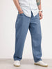 Loose Fit Textured Denim Jeans | Light Blue