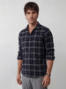 Regular Fit Checkered Shirt | Navy Blue