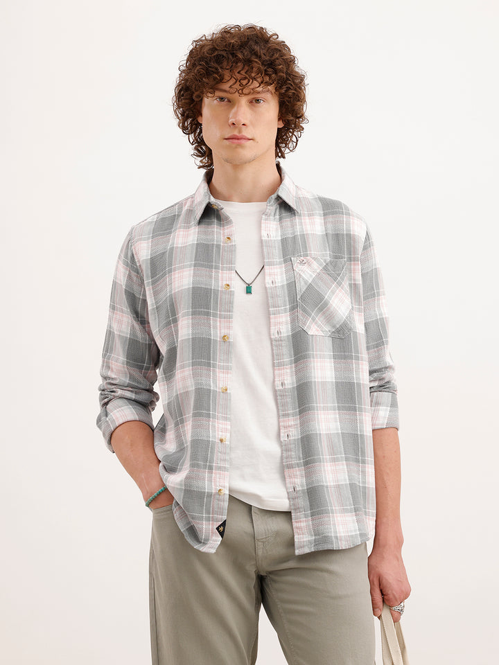 Slim Fit Textured Shirt  | Grey