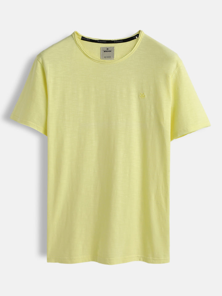 Solid Lemon Crew Neck T-Shirt