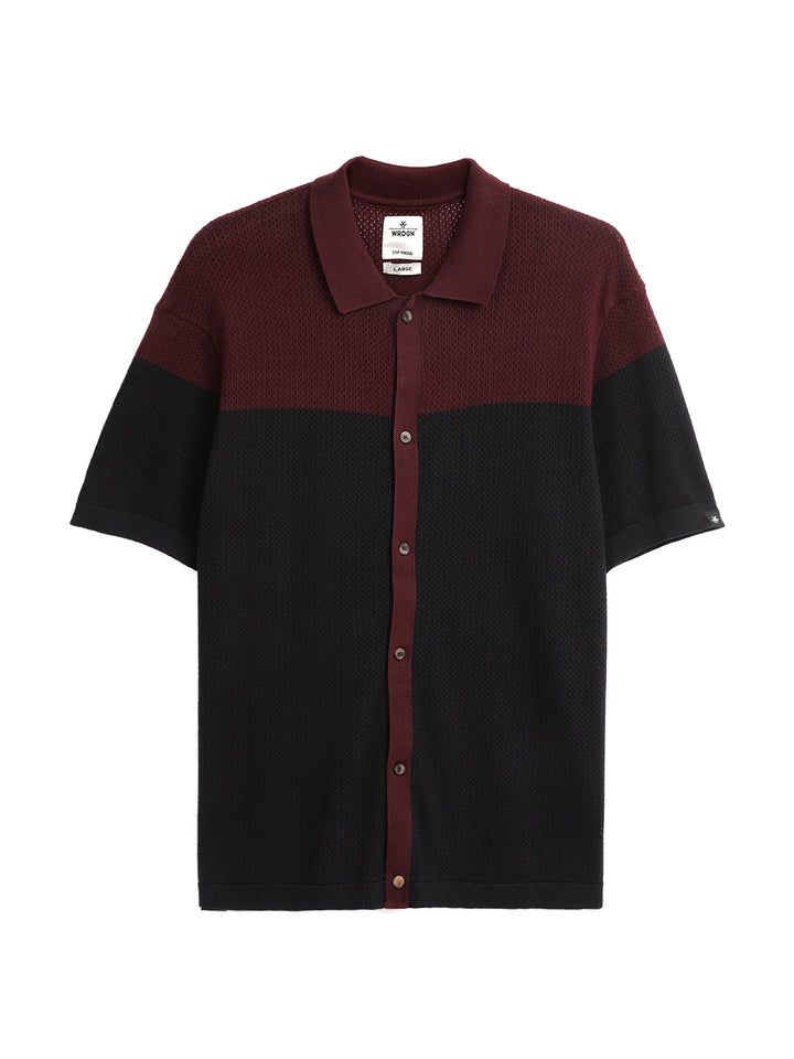 Colour-Blocked Flat Knit Shirt