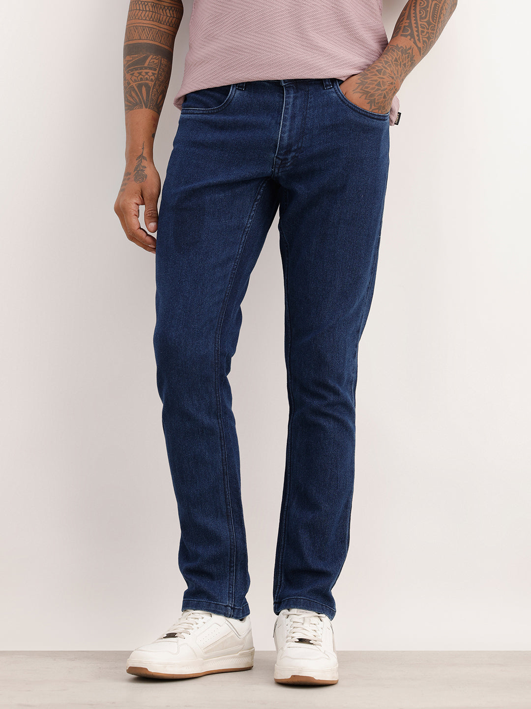 Solid Slim Fit Denim Jeans | Dark Blue