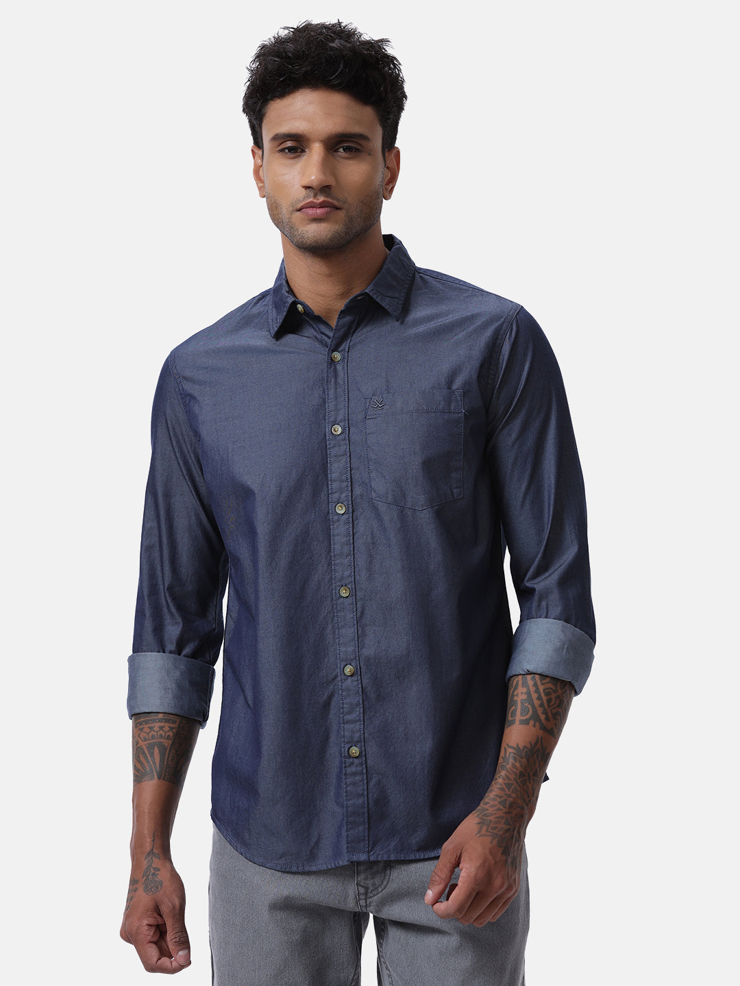 Navy Blue Denim Shirt