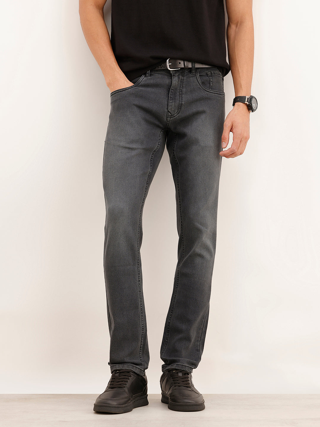 Faded Slim Fit Denim Jeans | Black