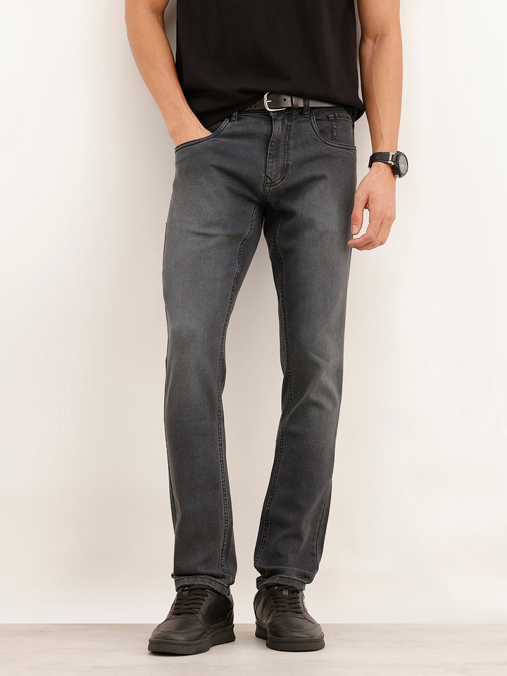 Faded Slim Fit Denim Jeans | Black