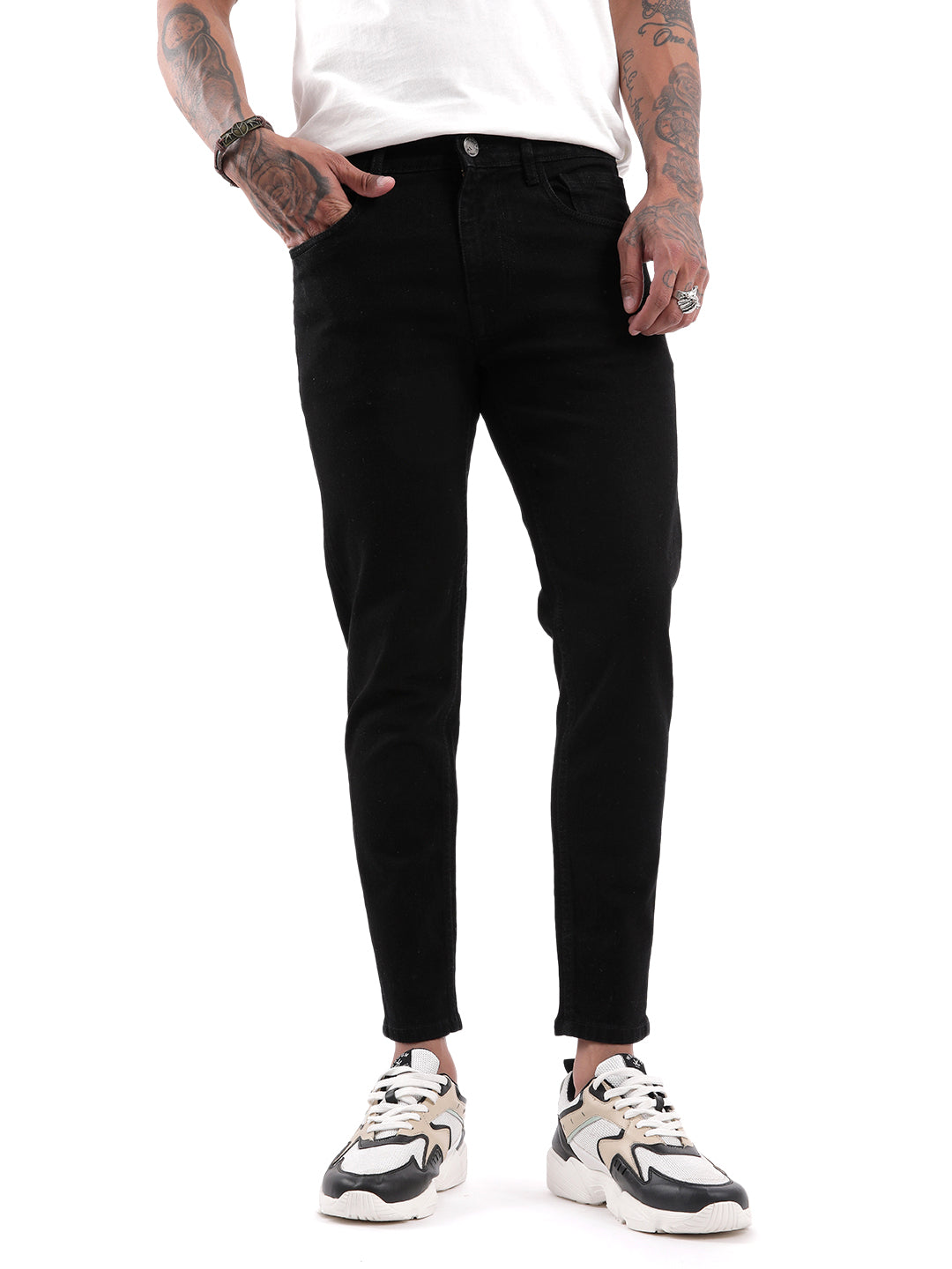 Black Skinny Crop Basic Jeans