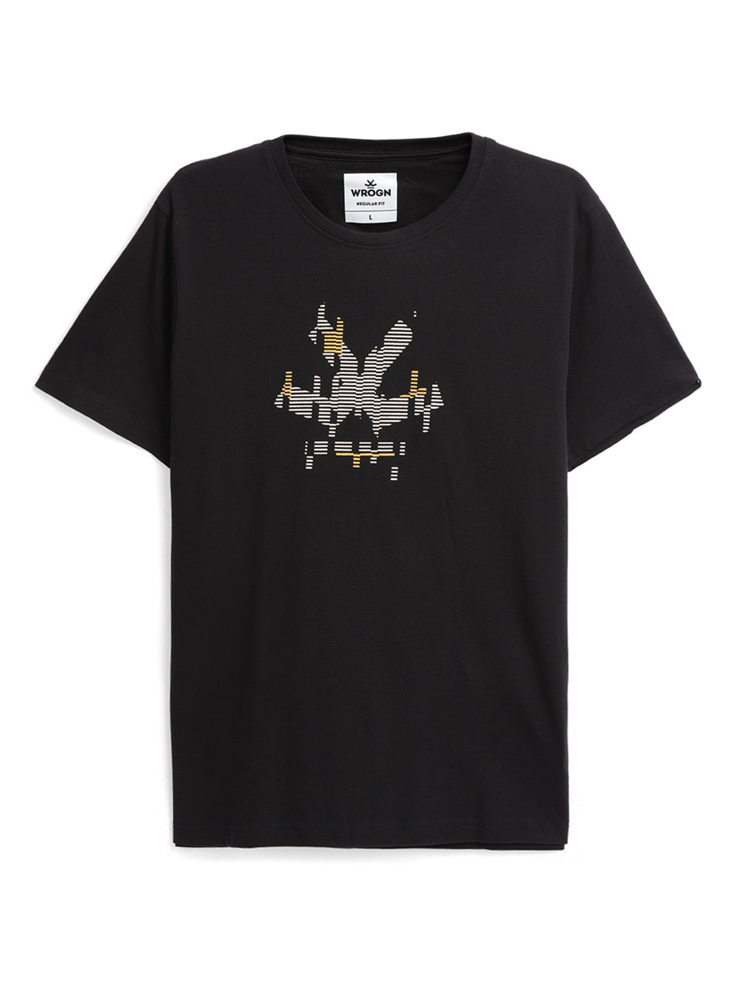 Glitched Logo Print Black T-Shirt