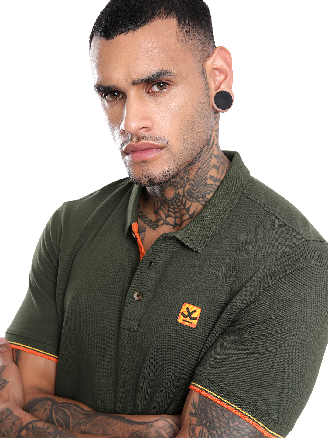 Olive Contrast Placket Polo T-Shirt