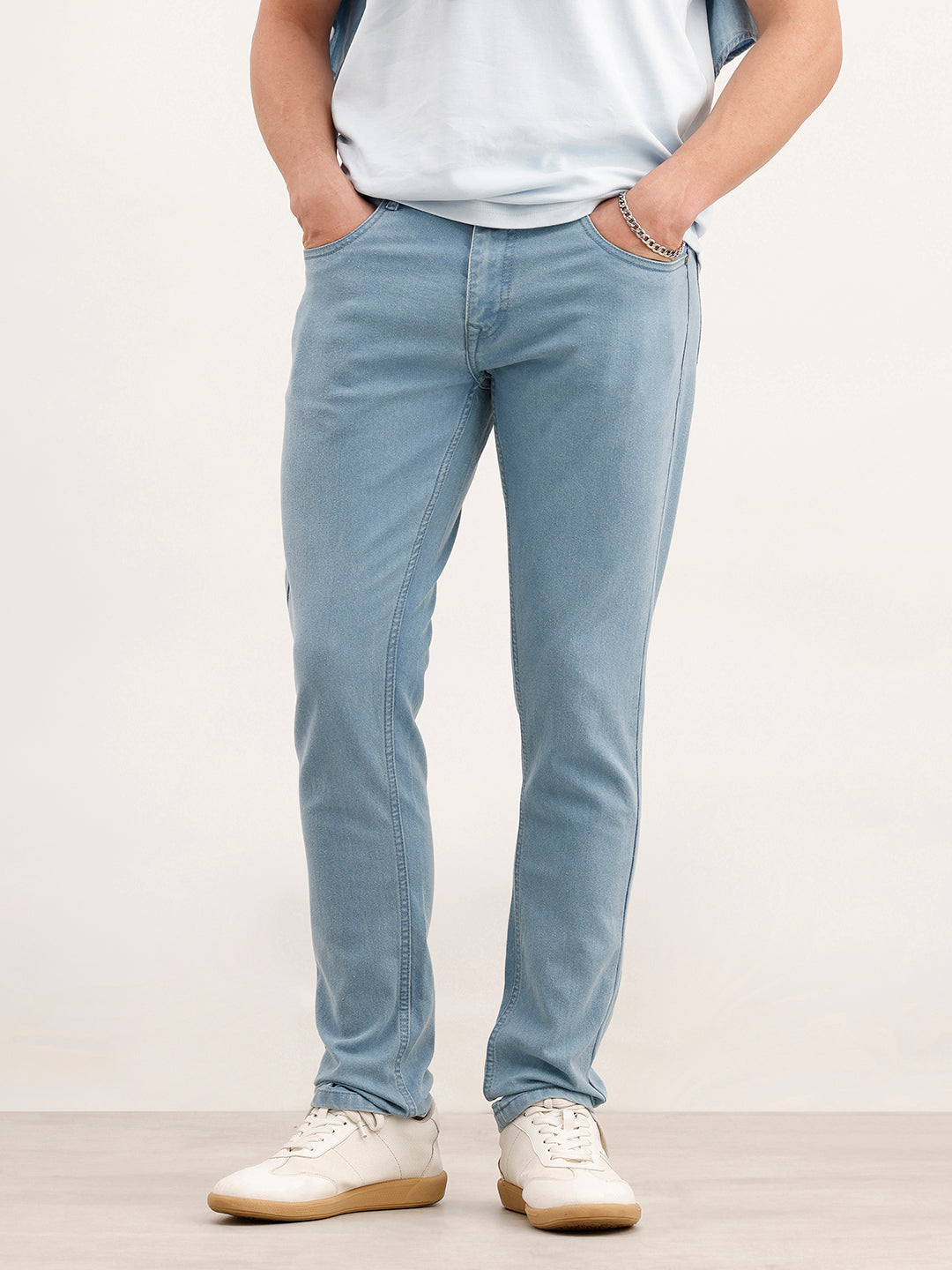 Solid Slim Fit Denim Jeans  | Light Blue