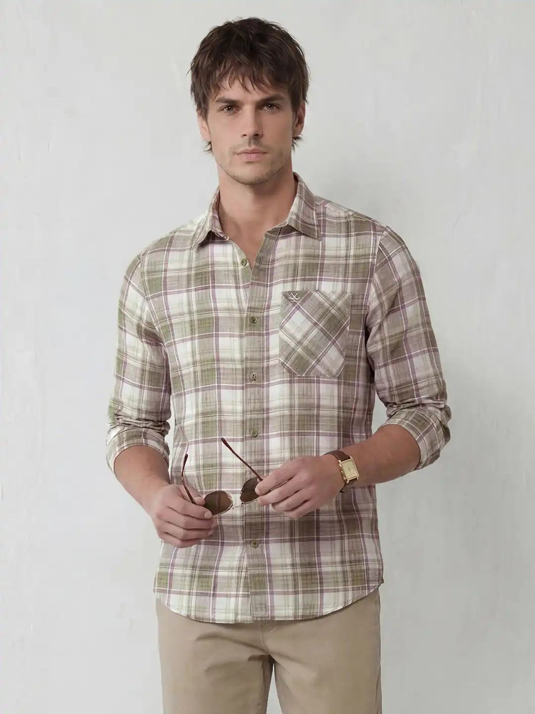 Classic Regular Fit Checkered Shirt | Green